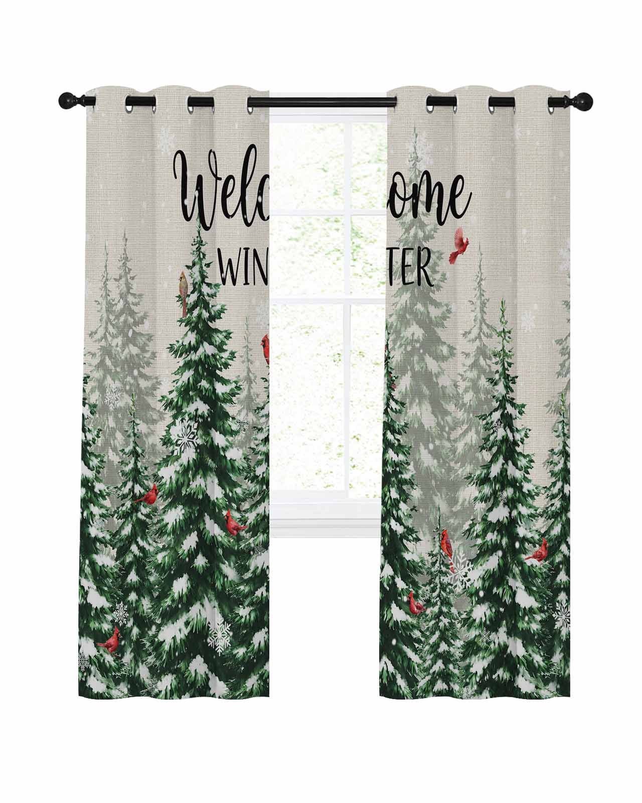 Christmas Tree Blackout Curtains 54 Inches Length, Winter Xmas ...