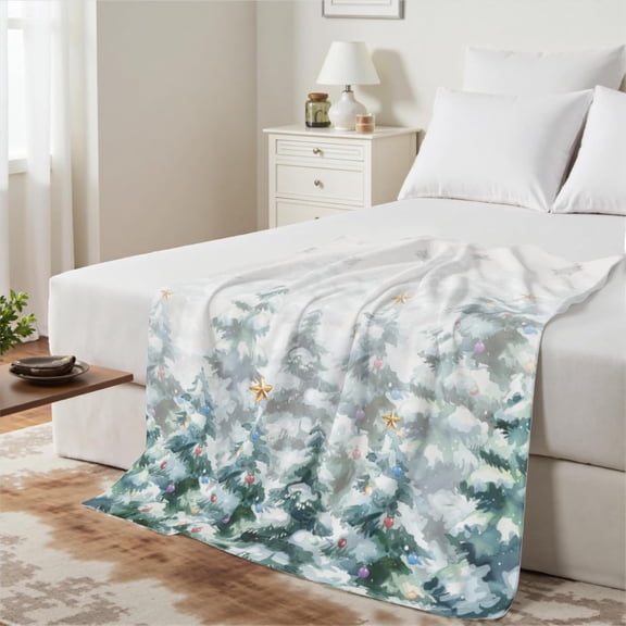 Christmas Tree Blanket for Bed with Starry Winter Holiday Decor