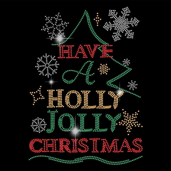 Christmas Tree Bling Rhinestone Transfers Patches Iron on Hotfix Transfer Snowflake Decal Gorgeous Heat Transfer Applique Christmas Decorative Designs for DIY T-Shirts Clothing for DIY