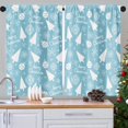 thumbnail image 1 of Christmas Tree Blue Kitchen Curtains Set of 2, Snowflakes Retro Short Window Curtains, Window Treatment Tier Curtains for Kitchen Over Sink Dining Room Decor (26x36 Inch), 1 of 6