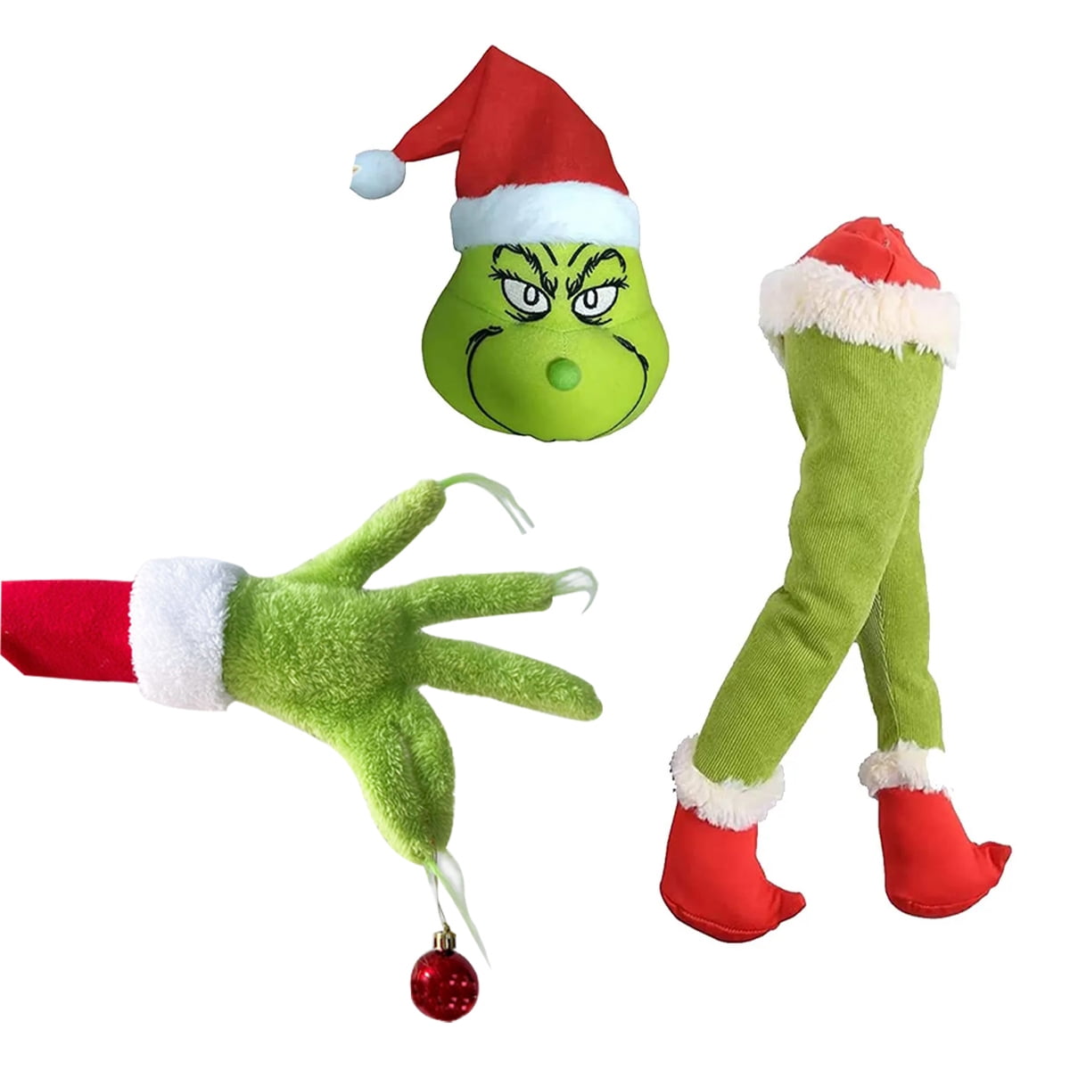 Christmas Tree Body Decorations Grinch Leg Plush Head Decor Grinch Soft