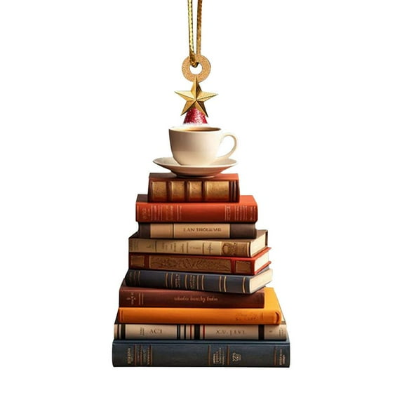 Christmas Tree Book Acrylic Ornaments Xmas Pendants Hanging Decor Holiday D5E2