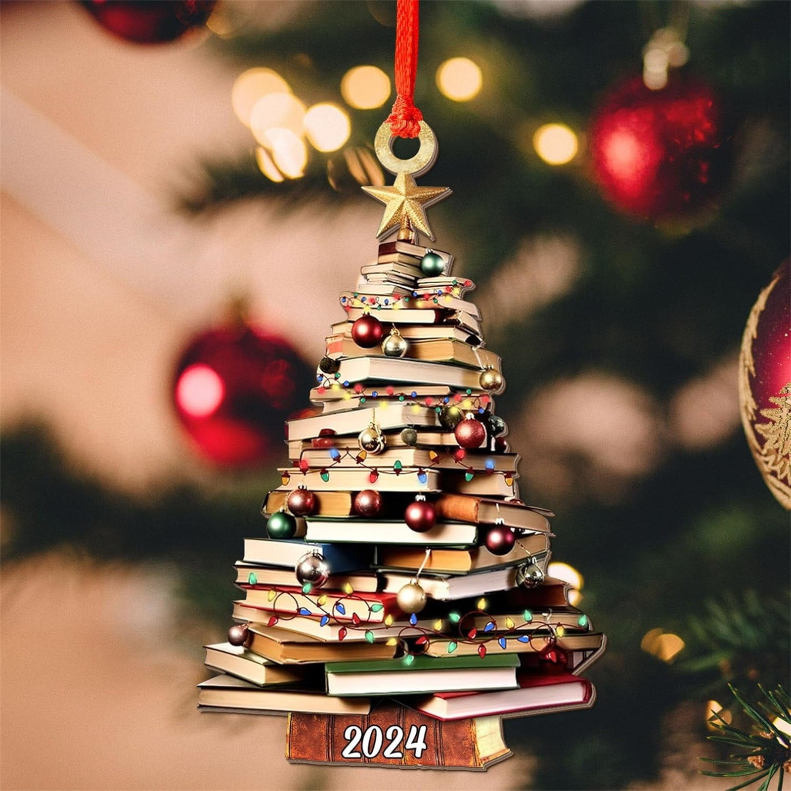 Christmas Tree Book Tree Christmas Ornament ( Acrylic) 2024 Bookworm ...