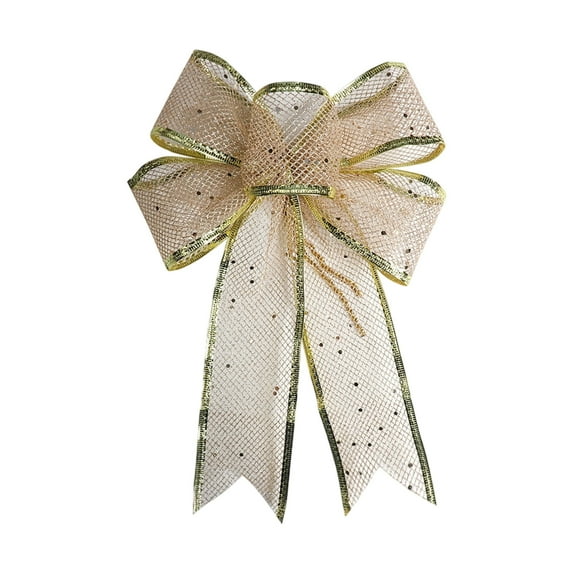 Christmas Tree Bow Decoration – 11.4in Glitter Gift Wrap Bows with Zip Ties for Tree, Door, Mall, Party & Holiday Décor