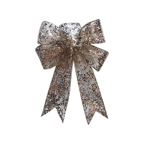 Christmas Tree Bow Decoration – 11.4in Glitter Gift Wrap Bows with Zip Ties for Tree, Door, Mall, Party & Holiday Décor
