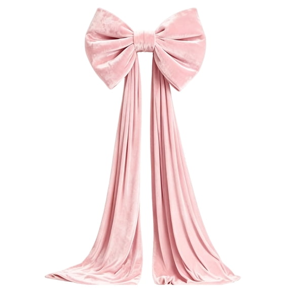 Christmas Tree Bow Decoration, Double-Layer Fabric Bow With Long Tails for Holiday Wall and Mantel Displays