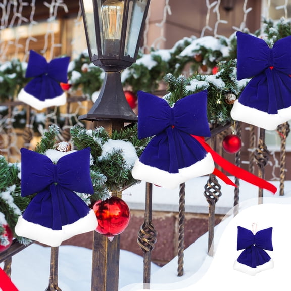 Christmas Tree Bow Flocked Bow - Holiday Velvet Bow Hanging Bow Window Swag, Pre-Tied Bow for Tree Topper Window Wreath Garland
