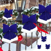 Christmas Tree Bow Flocked Bow - Holiday Velvet Bow Hanging Bow Window Swag, Pre-Tied Bow for Tree Topper Window Wreath Garland