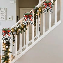 Christmas Tree Bowknot Decorations, Velvet Ribbon Handmade Plaid Bows with Pinecone and Fruit, Holiday Ornaments for Christmas Tree, Gift Wrapping, Door, Window and Party Decor