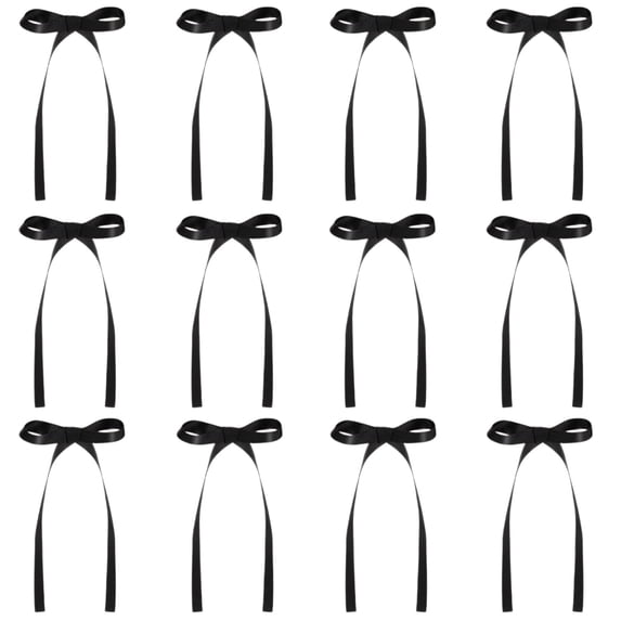 Christmas Tree Bows 12Pcs Christmas Ribbon Bow Ornaments for Tree Wreath Garland Gift Wrapping Holiday Decorations,5.9X3.14In Black