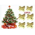 thumbnail image 1 of Christmas Tree Bows, Christmas Wreath Bows for Christmas Decoration 12 pcs Christmas Gift Bows 2.36 Inch Mini Christmas Bows Ornaments for Christmas,Gold, 1 of 8