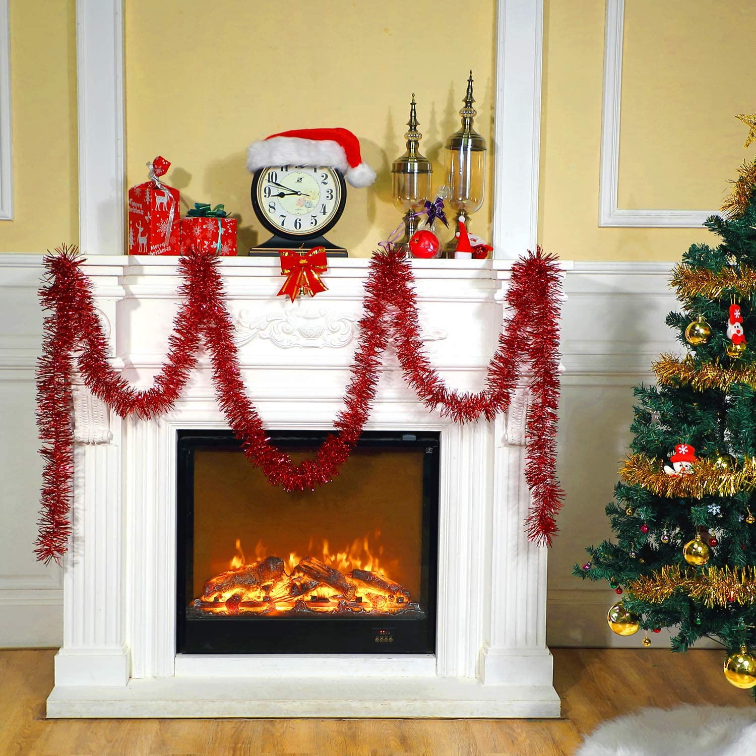 Menorah Star Of David Garland 59 Feet Christmas Tinsel Garland Glitter  Tinsel Twist Garland Metallic Streamer Red Jewish Holiday Party Supplies, image size:1500x1500