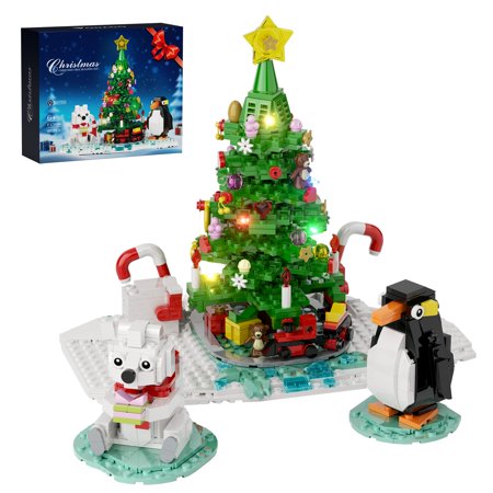 Christmas Tree Building Block Set with Led Lights Creative Christmas Tree Decorations Toys Gift for Kids