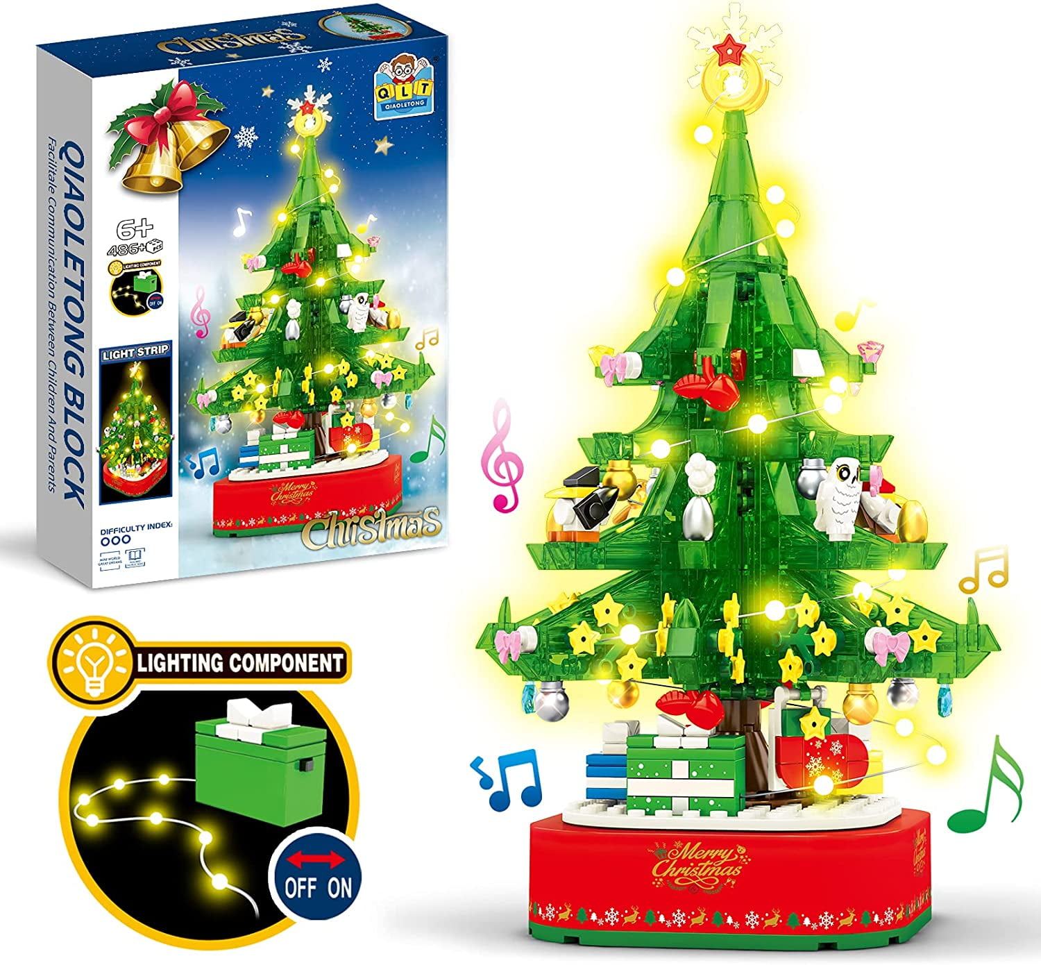 Christmas Tree Building Kits DIY Lighting Assembly Model Blocks Toys