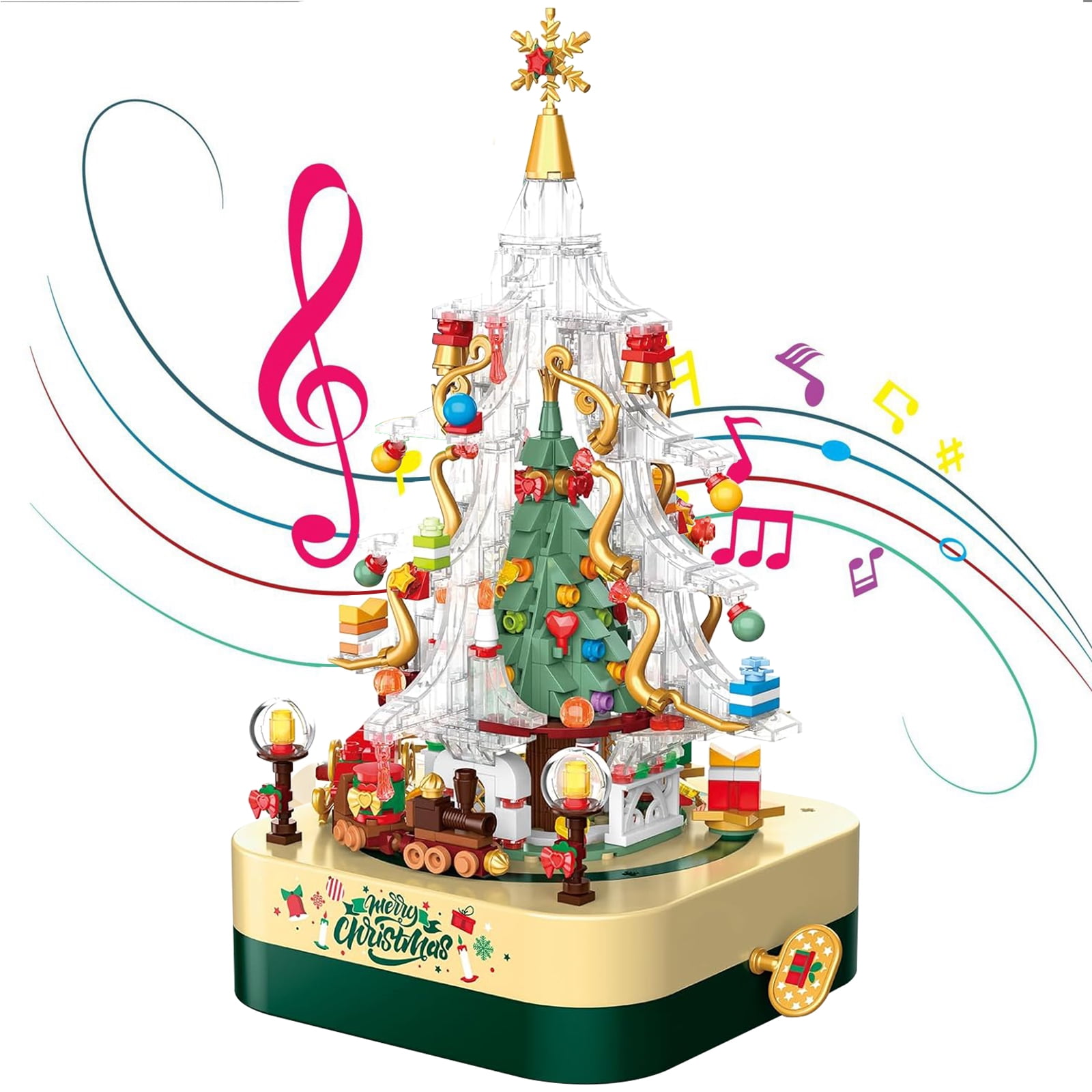 Christmas Tree Building Kits for Kids DIY Rotating Christmas Tree