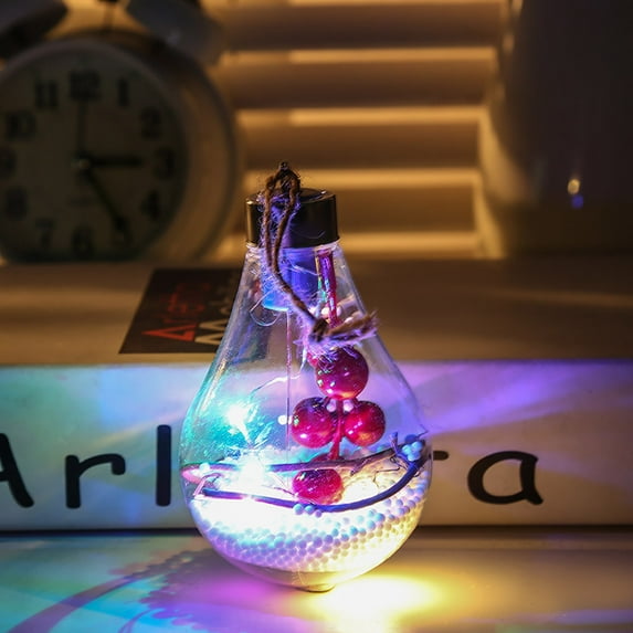 Christmas Tree Bulbs Ornaments with Lights - Clear Small Hanging Ornaments for Xmas Tree Holiday Wedding Party Hanging Decorations