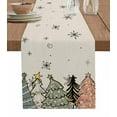 thumbnail image 1 of Christmas Tree Burlap-Cotton Table Runner 72 Inches Long,Rustic Pink Green Blue Xmas Tree Snowflake Farmhouse Table Runners,Outdoor Dining Tablecloths Decor for Baby Shower Party Wedding 18x72, 1 of 9