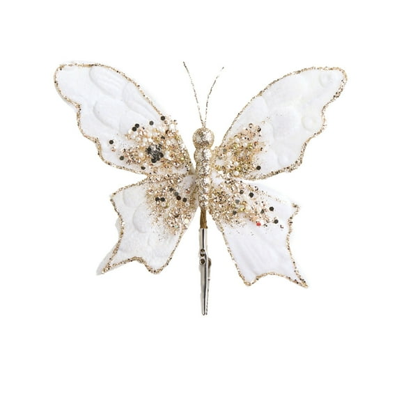 Christmas Tree Butterfly Clip on Decorations, Sparkling Fabric Butterflies with Metal Clips for Xmas Tree Wedding Festival Party Home Decor