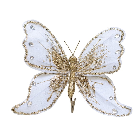 Christmas Tree Butterfly Decorations, Glitter Butterfly Ceiling Wall Decoration, Glittering Butterflies Christmas Tree Hanging Ornament, for Christmas Tree Wedding Wreaths Decor (Pink B)