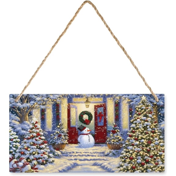 Christmas Tree, Cabin, Snow, Chic Shabby Wooden Sign, Country Style, Rustic Farmhouse Sign, Decorative Sign For Bedroom Bathroom Kitchen Man Cave Yard Wall Decor 6x12 inches