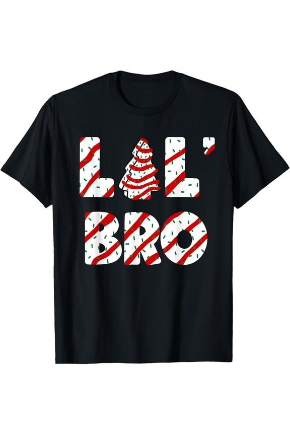 Christmas Tree Cake Matching Family Party Pajama Lil Bro T-Shirt