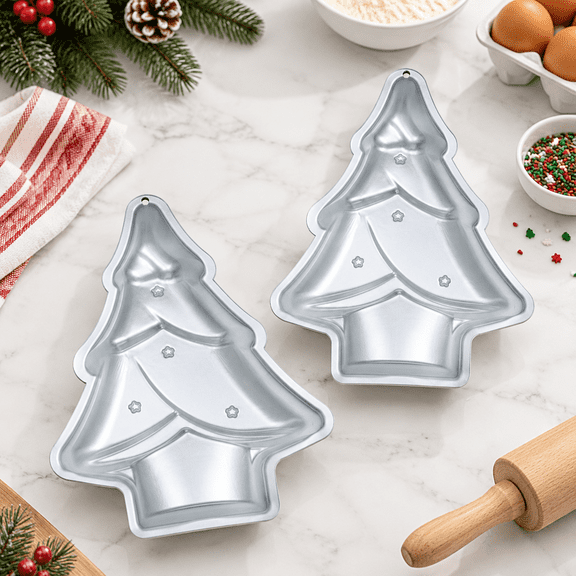 Christmas Tree Cake Pans Set Of 2 Shaped Pan 12 Inch Aluminum Tin For