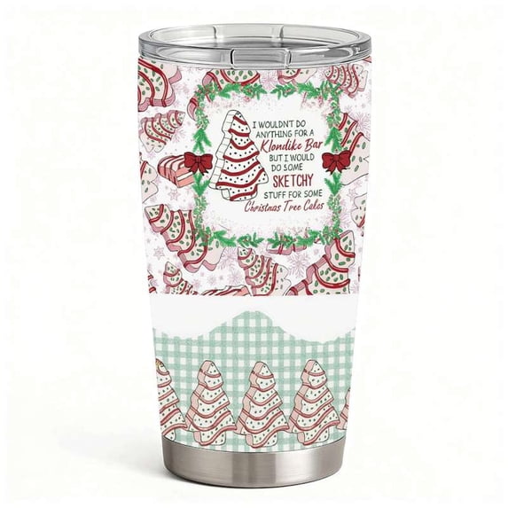 Christmas Tree Cakes Tumbler with Lid, Holiday Dessert Pattern ...