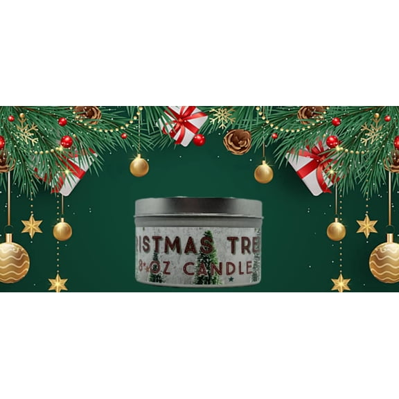 Christmas Tree Candle  Fresh Pine, Cedar, and Evergreen Notes  8 oz Soy Blend Tin  Holiday Gift Idea, Winter Dcor - Vegan, Cruelty-Free, Handmade in The USA