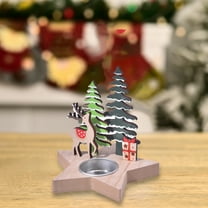 Christmas Tree Candle,Holder Festive Christmas Wooden Candle Holders for Table Decor Santa Claus Angel Elk Tea Light for Dining