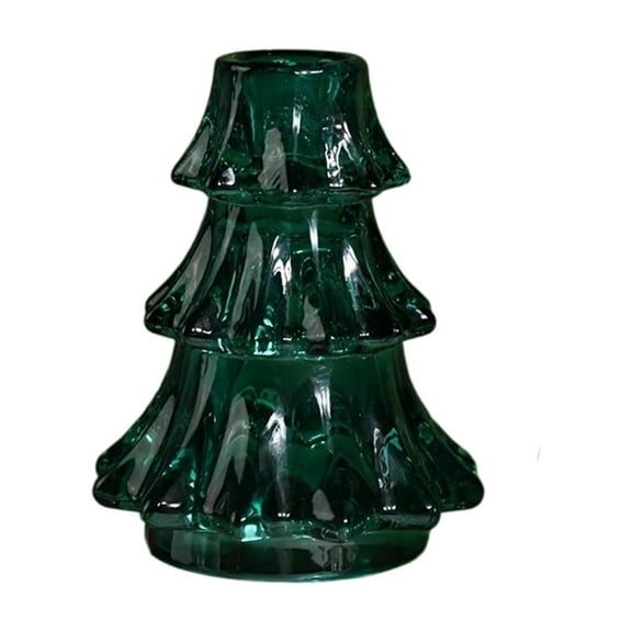 Christmas Tree Candle Holder Glass Candlestick Holders Indoor Christmas Decorations, Decorative Taper Candle Holders for Table Centerpiece (Army Green)