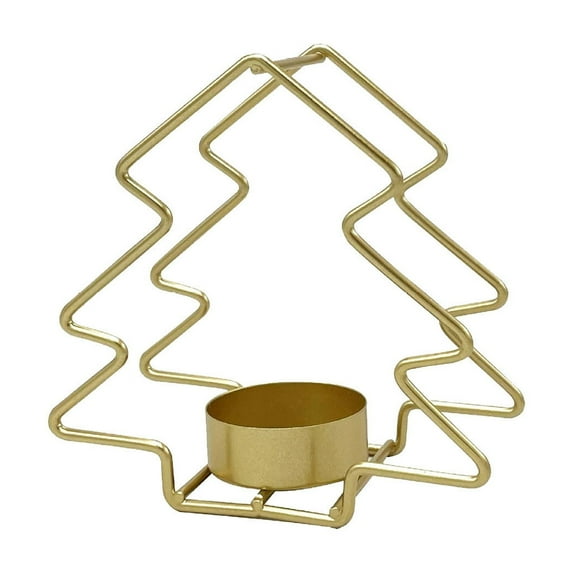 Christmas Tree Candle Holder Golden Iron Metal Holiday Tealight Candle Stand Table Centerpiece Home Decor Gift