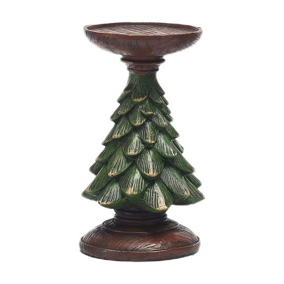 Christmas Tree Candle Holder, Handcrafted Resin Tabletop Centerpiece for Festive Home Decor, Wood Like Base for Candles, Holiday Gift, 6.1 x 3.3 x 3.3 inches