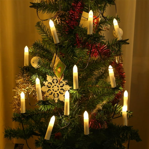 Christmas Tree Candle String Lights Plug in, 20 LED Flameless Candle Lights with Clips, 11.3Feet Candle Twinkle Lights for Xmas Tree Festive Holiday Seasonal Celebration Decoration, Warm White