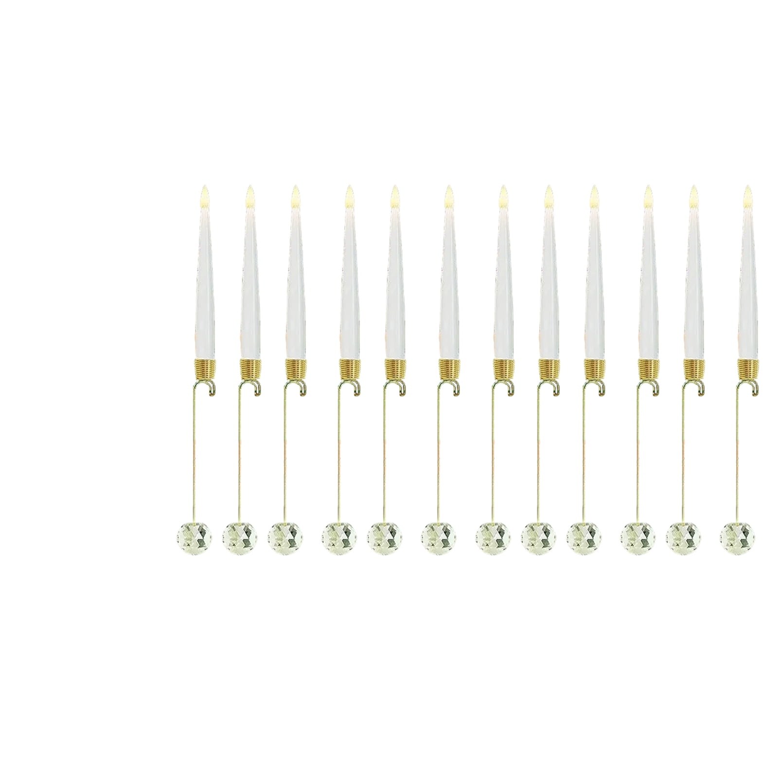 Christmas Tree Candles, 12 Pack Flameless Taper Candles For Christmas Tree Decorations, Fake LED Candles With Wand Remote Control And Crystal Decorative Hook