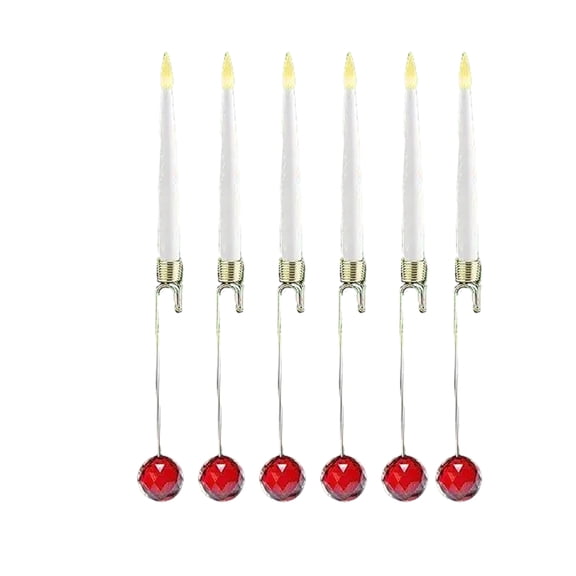 Christmas Tree Candles, 6 Pack Flameless Taper Candles For Christmas Tree Decorations, Fake LED Candles With Wand Remote Control And Crystal Decorative Hook