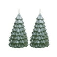 thumbnail image 1 of Christmas Tree Candles with Light, 2 Pcs Waxy LED Flameless Candles Flickering, Green Electric Candles Battery Operated for New Year Celebration Holiday Decorations, 6.7 Inches, 1 of 6