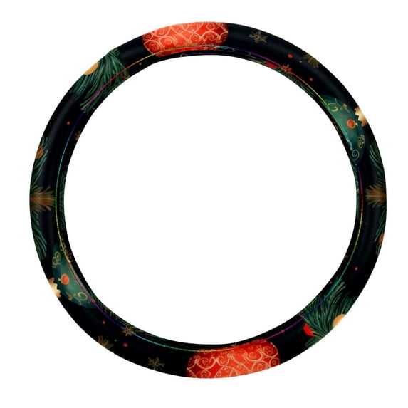 Christmas Tree Car Wheel Cover 14.5 Inch Printing PVC Leather Auto Accessories Steering Wheel Cover