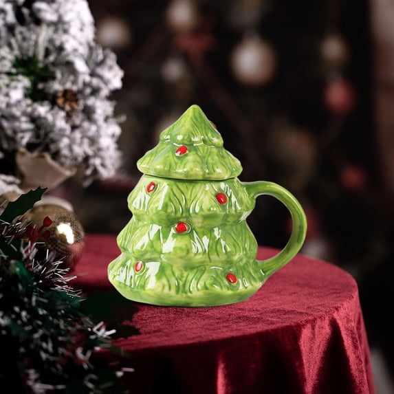 Christmas Tree Ceramic Coffee Mug, Holiday Gift Mug with Festive Design, Comfortable Handle for Coffee, Tea, Hot Chocolate, Perfect for Christmas Parties, Gifting, and Home Use