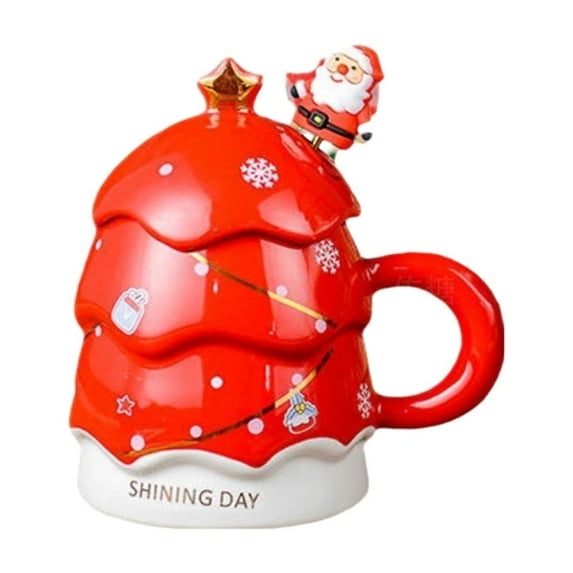 Christmas Tree Ceramic Coffee Mug Water Cups Reusable Durable Creative Ceramic Coffee Milk Mug for Household Daily Using Home Red