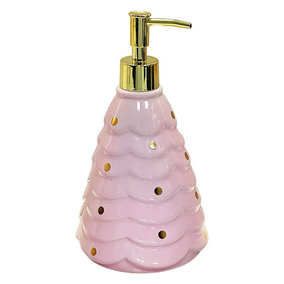 Christmas Tree Ceramic Soap Dispenser Hand Pump Refillable Bottle, Decorative Lotion Dish Soap Container for Kitchen Bathroom Countertop, Holiday Home Decor Accent Green 750ML