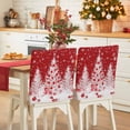 thumbnail image 1 of Christmas Tree Chair Covers Set of 1 White Xmas Tree Winter Snowflakes Red Chair Back Covers Stretch Removable Washable Slipcovers Protector for Dining Room Kitchen Party Decor, 1 of 5