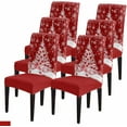 thumbnail image 1 of Christmas Tree Chair Covers, Snowflake Colored Balls Winter Red Stretch Parsons Chair Slipcovers Removable Kitchen Chair Protector Cover for Dining Room， Set of 6, 1 of 5