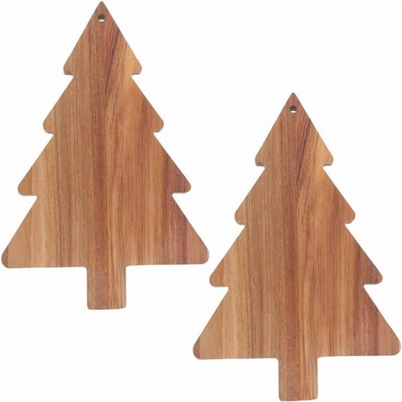 Christmas Tree Charcuterie Board, 2-Pack, Double-Sided Wooden Serving and Cutting Board for Cheese, Sushi, Fruits