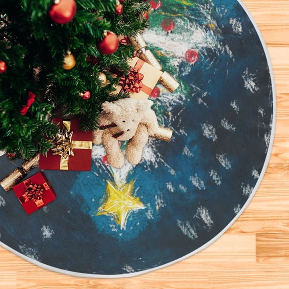 Christmas Tree Child Christmas Tree Skirt 48 Inch Winter Xmas Tree Mat for Home Party Holiday Decorations