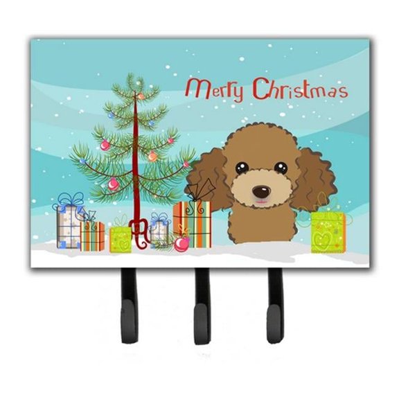 Christmas Tree & Chocolate Brown Poodle Leash or Key Holder