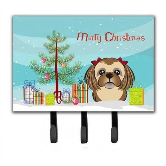 Christmas Tree & Chocolate Brown Shih Tzu Leash or Key Holder