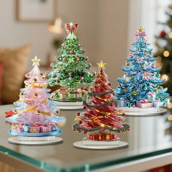 Christmas Tree Christmas Acrylic Ornaments Tabletop Crystal Christmas Tree Figurines Art Acrylic Christmas Tree Statue Collectible Home Party Winter Holiday Decor Unique Gift for Christmas