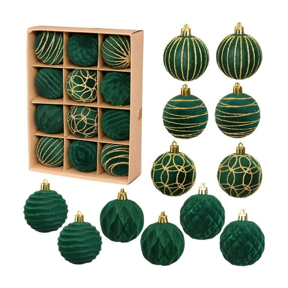 Christmas Tree Christmas Decorations 12 Piece Flocked Christmas Balls Christmas Decoration SetMultiple Styles Of Christmas Tree Decorations Can Also Be Used For Other Party
