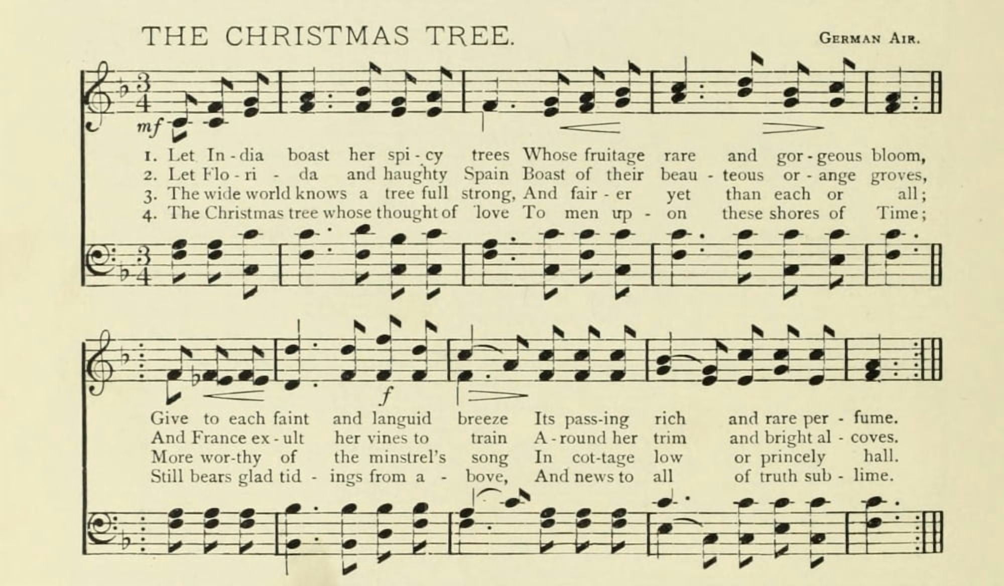 Christmas Tree Christmas in Song 1891 Canvas Art - (18 x 24)