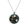 thumbnail image 1 of Christmas Tree Circular Glass Pendant Necklace - Women's Statement Necklaces, 1 of 5